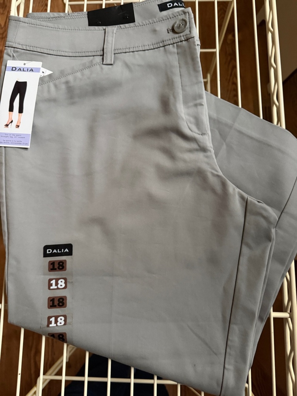 Dalia Light Gray Pull-On Capri Pants with Belt Loops